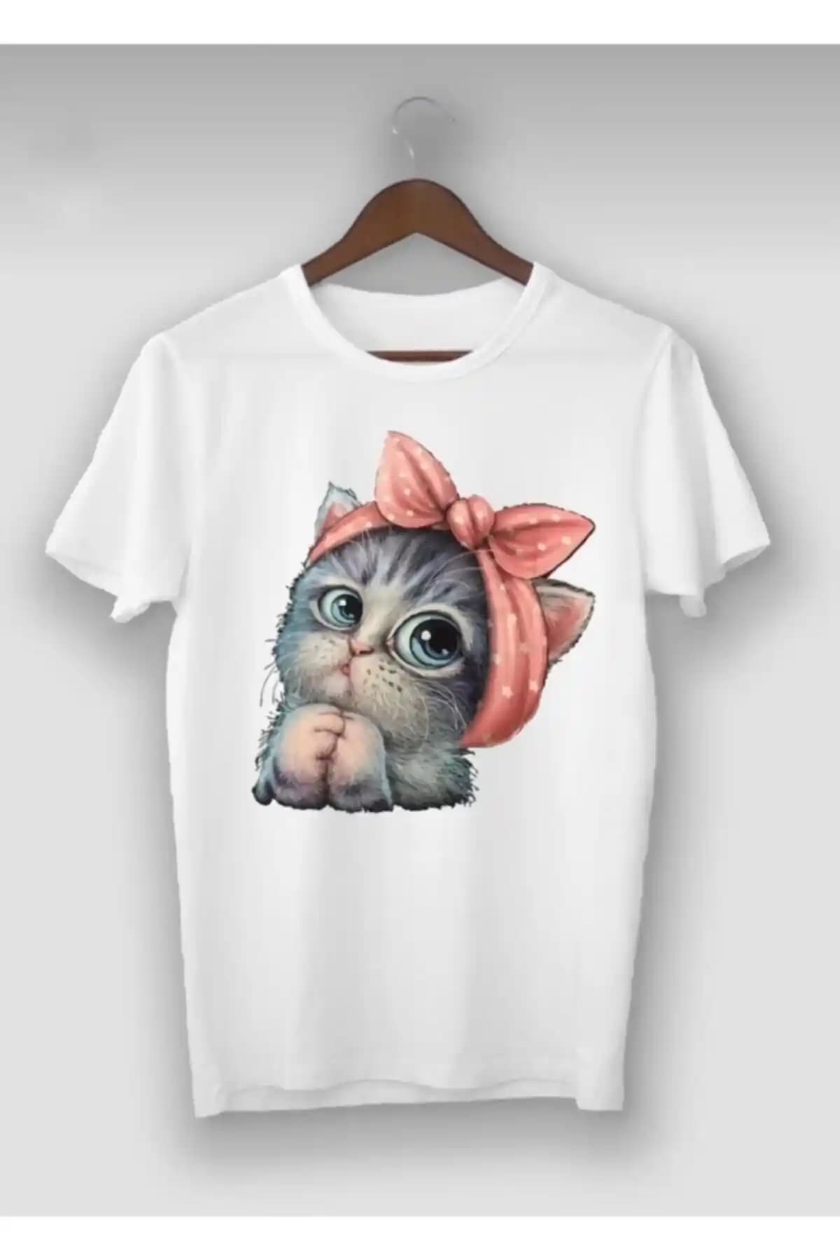 Zokawear Oversize Unisex Beyaz Kedi Baskılı T-shirt ile Şıklığı Keşfedin