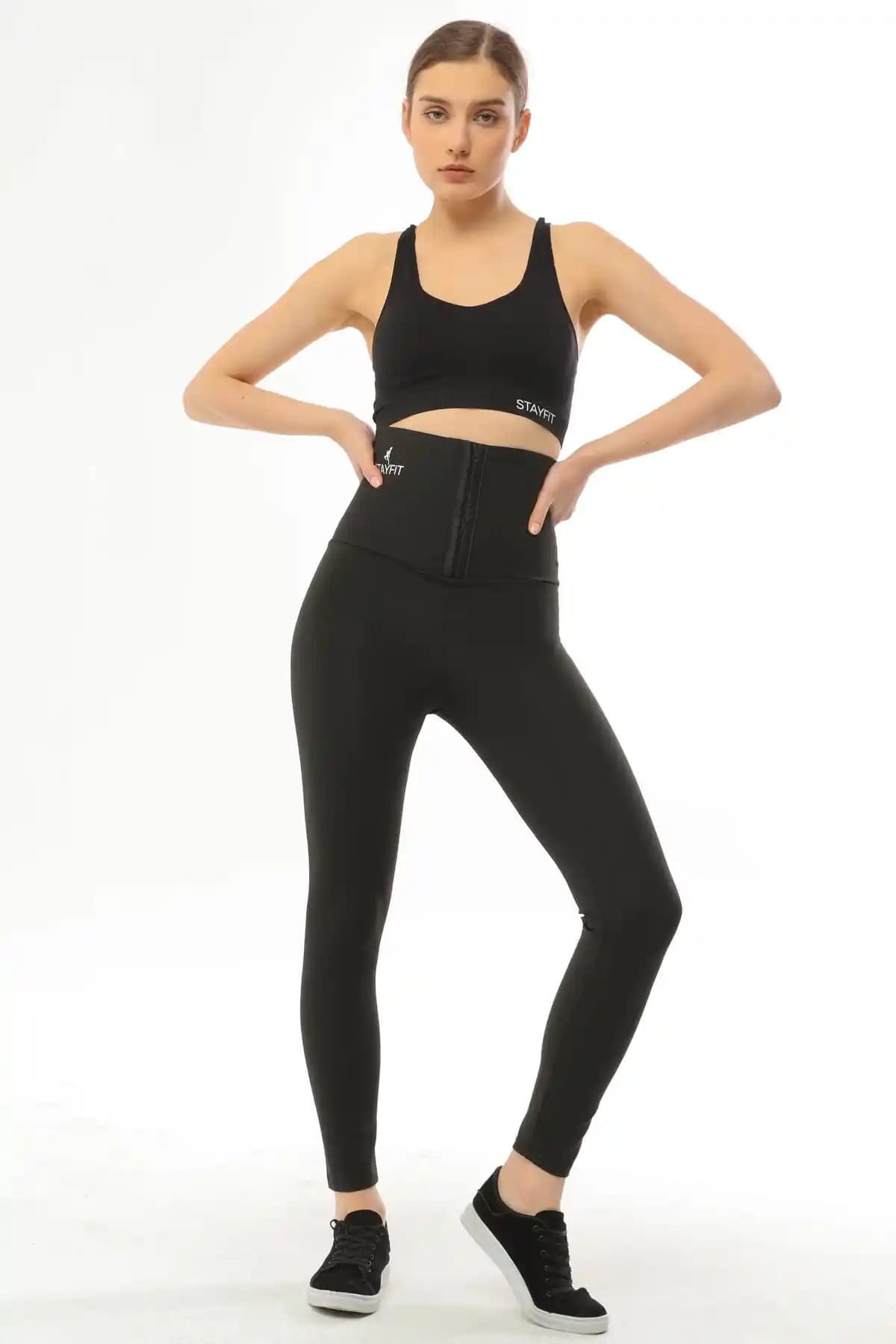 Agraflı Sauna Fit Tayt Kadınlar İçin Şık ve Fonksiyonel Spor ve Günlük Kullanım Taytı