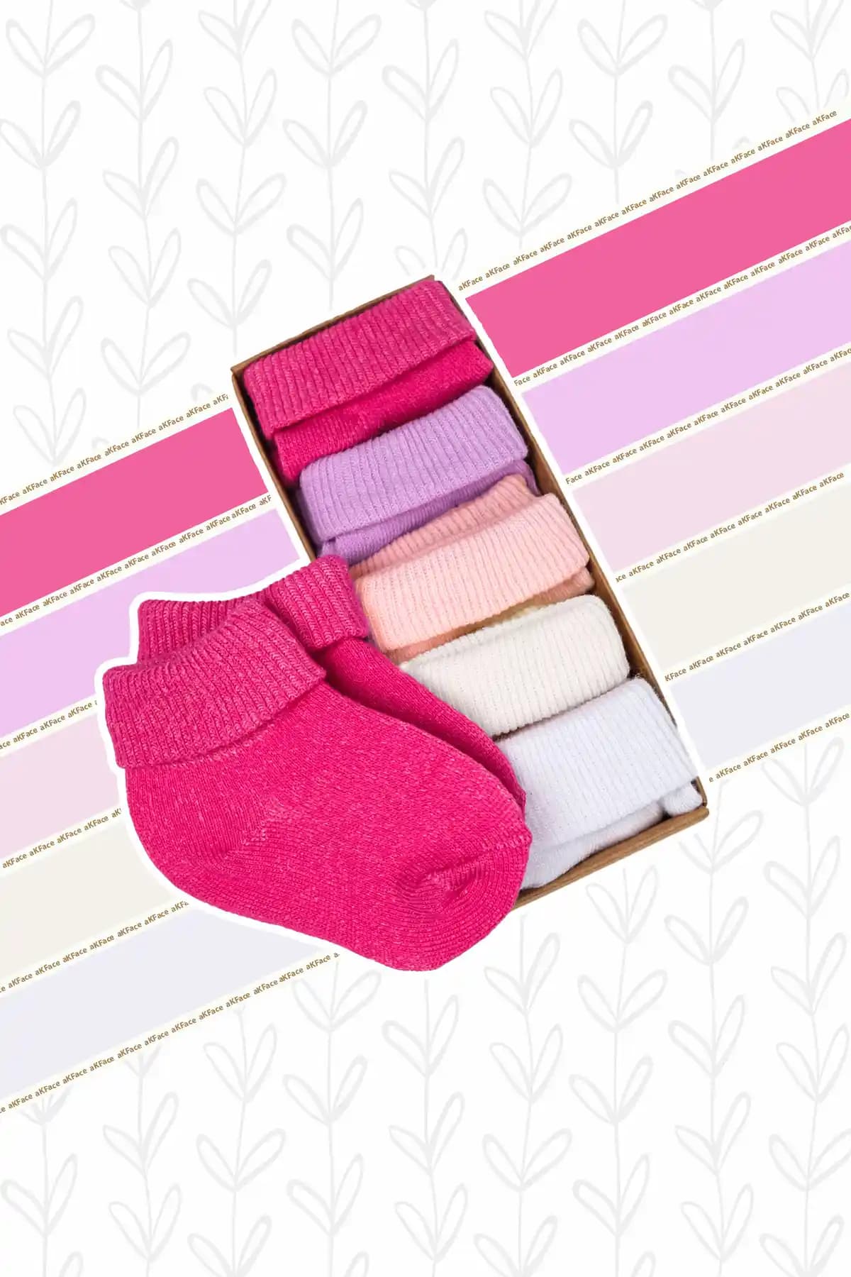 Akface Organik Pamuk Kız Bebek Çorabı Seti 5'li Sağlıklı ve Şık Tasarım