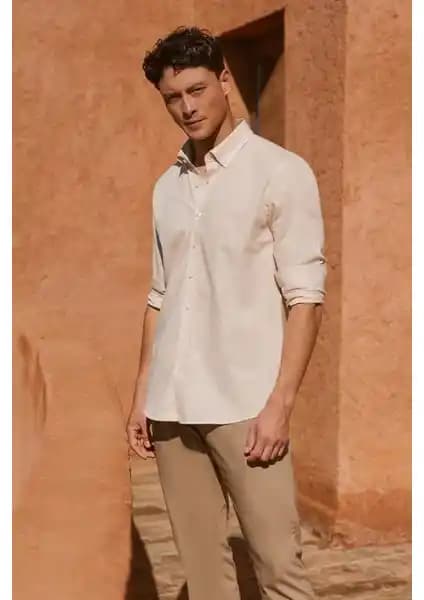 Altınyılz Classics Erkek Bej Slim Fit Düğmeli Yaka Keten Görünümlü Gömlek Özellikleri ve Kullanım İpuçları