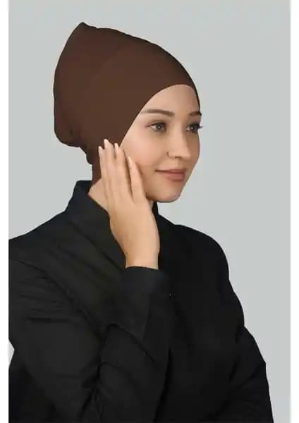 Altobeh Hazır Pratik Geçmeli Uzun Boru Tesettür Bonesi Koyu Çikolata Rengi