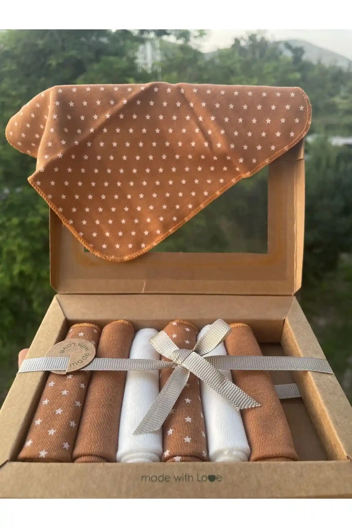 Ardıç Bebek %100 Organik Pamuklu Yıldız Desenli Çok Amaçlı Ağız Mendili