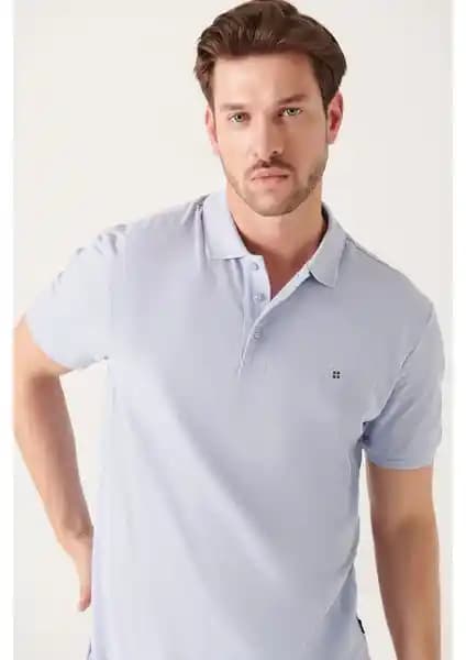 AVVA Erkek Açık Mavi Pamuklu Polo Yaka T-shirt Günlük ve Şık Kullanım İçin Uygun