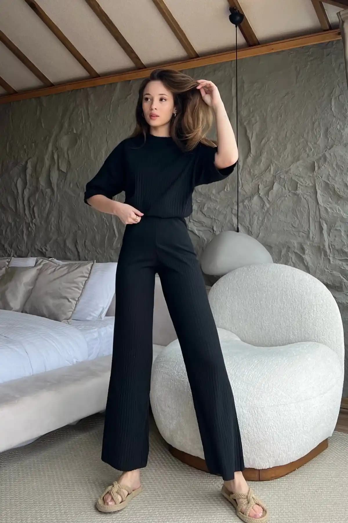 Bianco Lucci Kadın Fitilli Kaşkorse Alt Üst Takım: Şık ve Konforlu Günlük Giyim Seçeneği