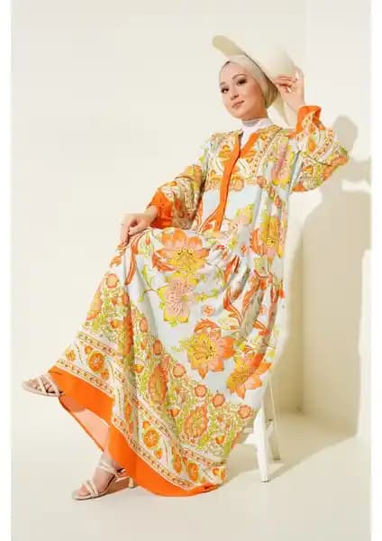 Bigdart 2423 Otantik Desenli Kadın Elbisesi Şık ve Konforlu Tasarım Özellikleri