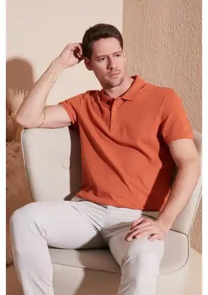 Buratti % 100 Pamuk Düğmeli Polo Tişört Erkekler İçin Şık ve Rahat Tasarım