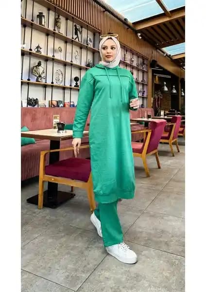 Bwest Uzun Tunik Kapşonlu Kenardan Yırtmaçlı Spor Takımını İnceleyin