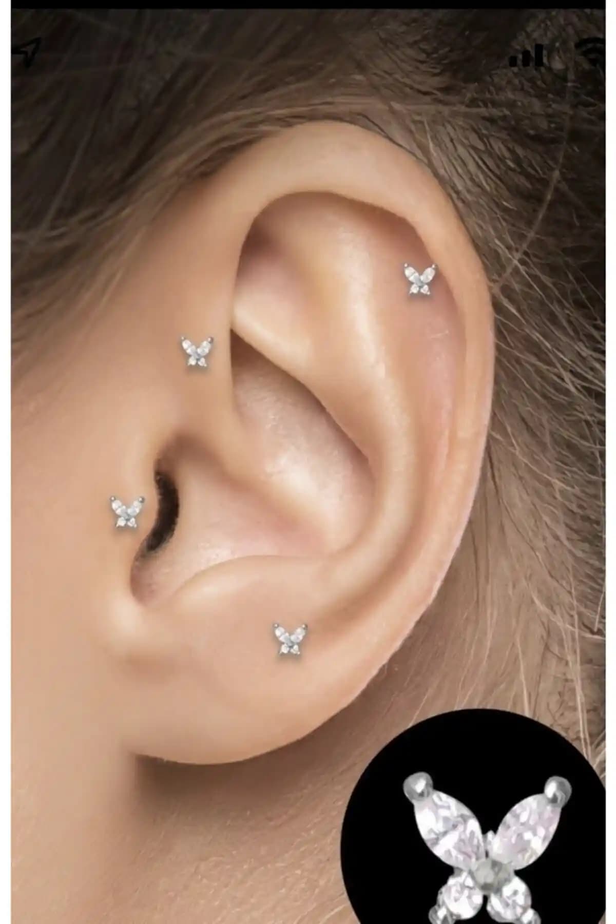 BY DİLEK ÇETİN ACCESSORY Çelik Kelebek Figürlü Helix Tragus Piercing İnceleme