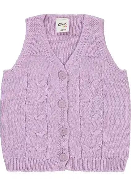 Civil Baby Bebek Triko Yelek 3-18 Ay Lila Renk Şık ve Dayanıklı Bebek Giyim Ürünü