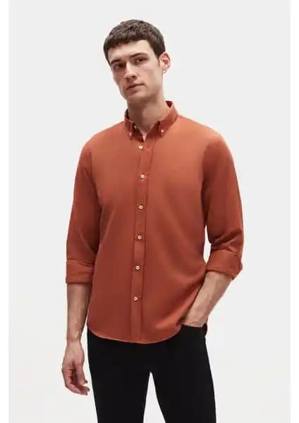 D'S Damat Slim Fit Tarçın Oxford Gömlek: Modern Tasarım ve Kaliteyle Günlük Şıklık