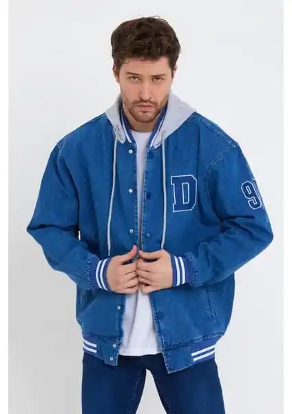 Damga Erkek Günlük Kullanım İçin Modern Kot Kolej Ceketi Şık ve Rahat Tasarım