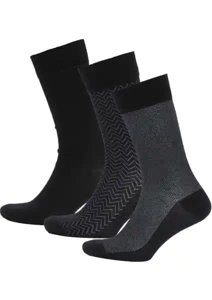DeFacto Erkek 3'lü Pamuklu Uzun Çorap Seti Günlük ve Ofis Kullanımı İçin Uygun