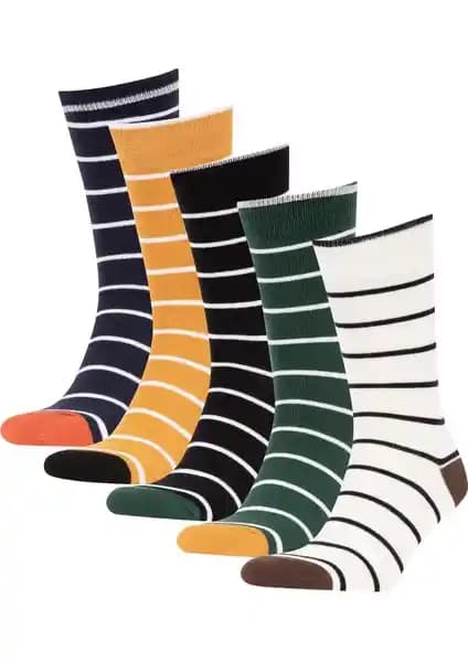 DeFacto Erkek 5'li Pamuklu Uzun Çorap Seti Günlük ve Spor Kullanımına Uygun
