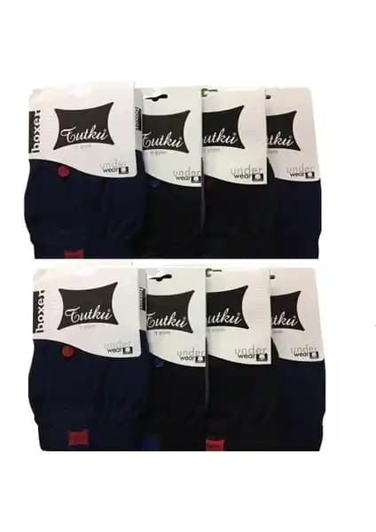 Erkek Penye Boxer Seti 8'li Siyah ve Lacivert Renklerle Günlük Rahatlık İçin Uygun