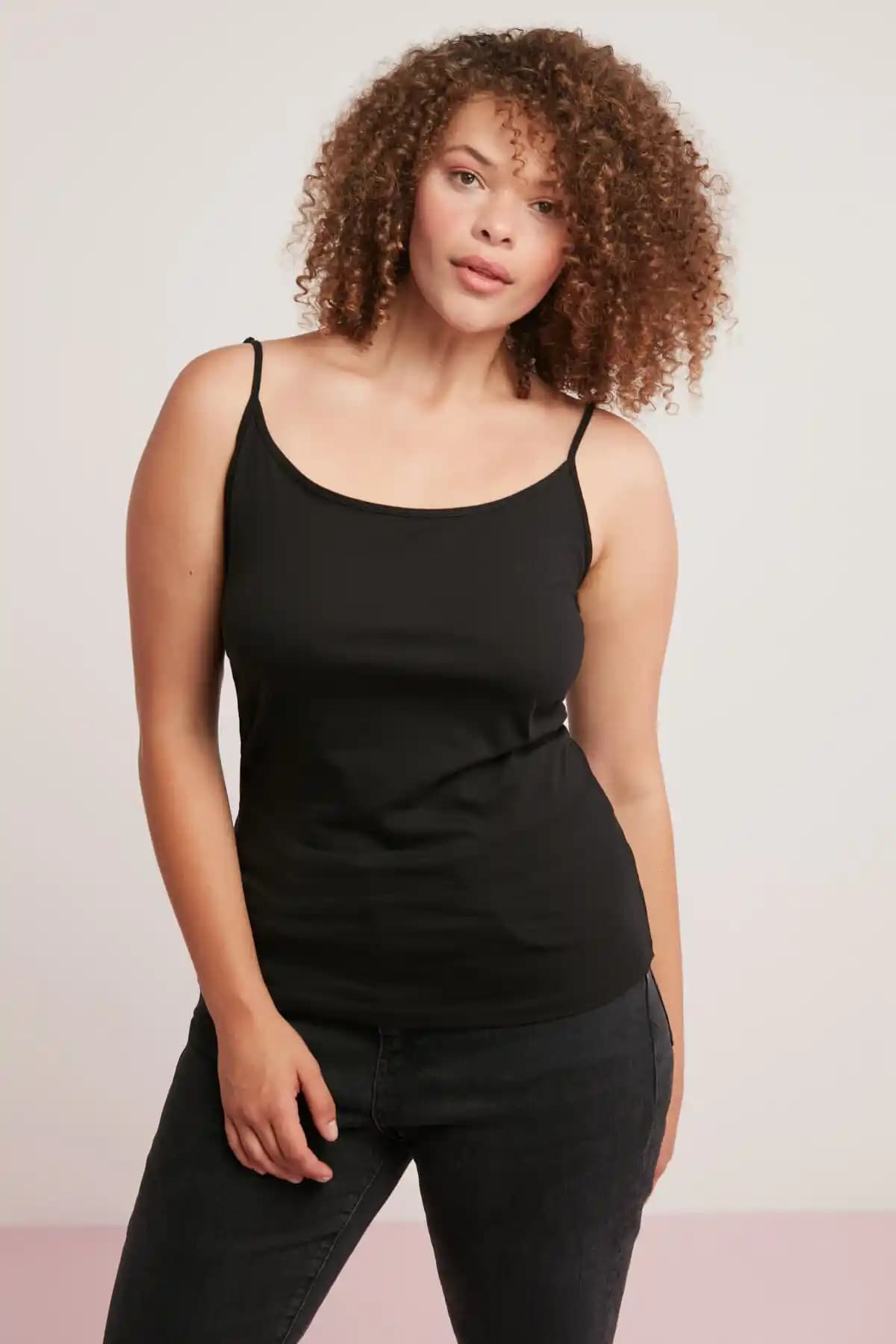 ETHIQUET Mındy Kadın Body %100 Pamuk Siyah Askılı Vücuda Saran Tasarım