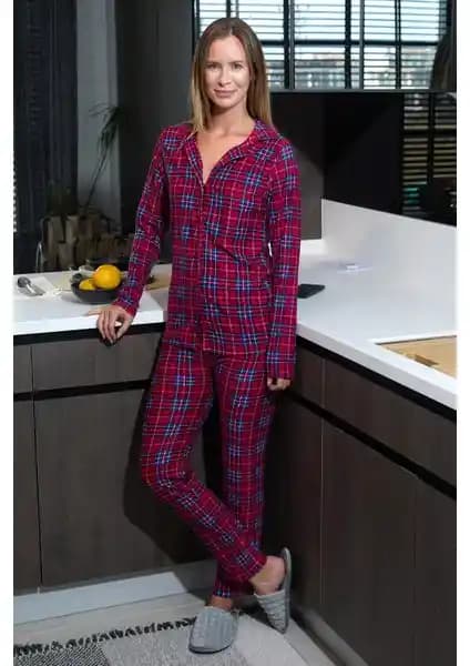 FullaModa Ekose Desenli Gömlek Yaka Süet Pijama Takımı İnceleme ve Detaylar