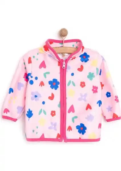 HelloBaby Basic Metraj Baskılı Polar Hırka Kız Bebekler İçin Günlük Kullanım Rahatlığı