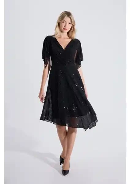 HOX'S Angel Siyah Payetli Midi Abiye Elbise Analizi ve Stil İpuçları