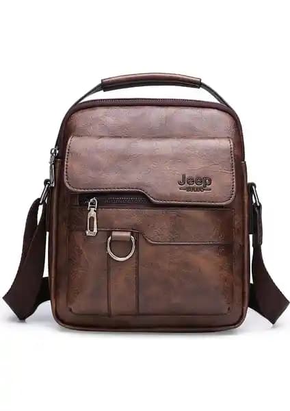 Jeep Erkek Suni Deri Omuz Çantası Günlük Kullanım ve Şıklık İçin Uygun