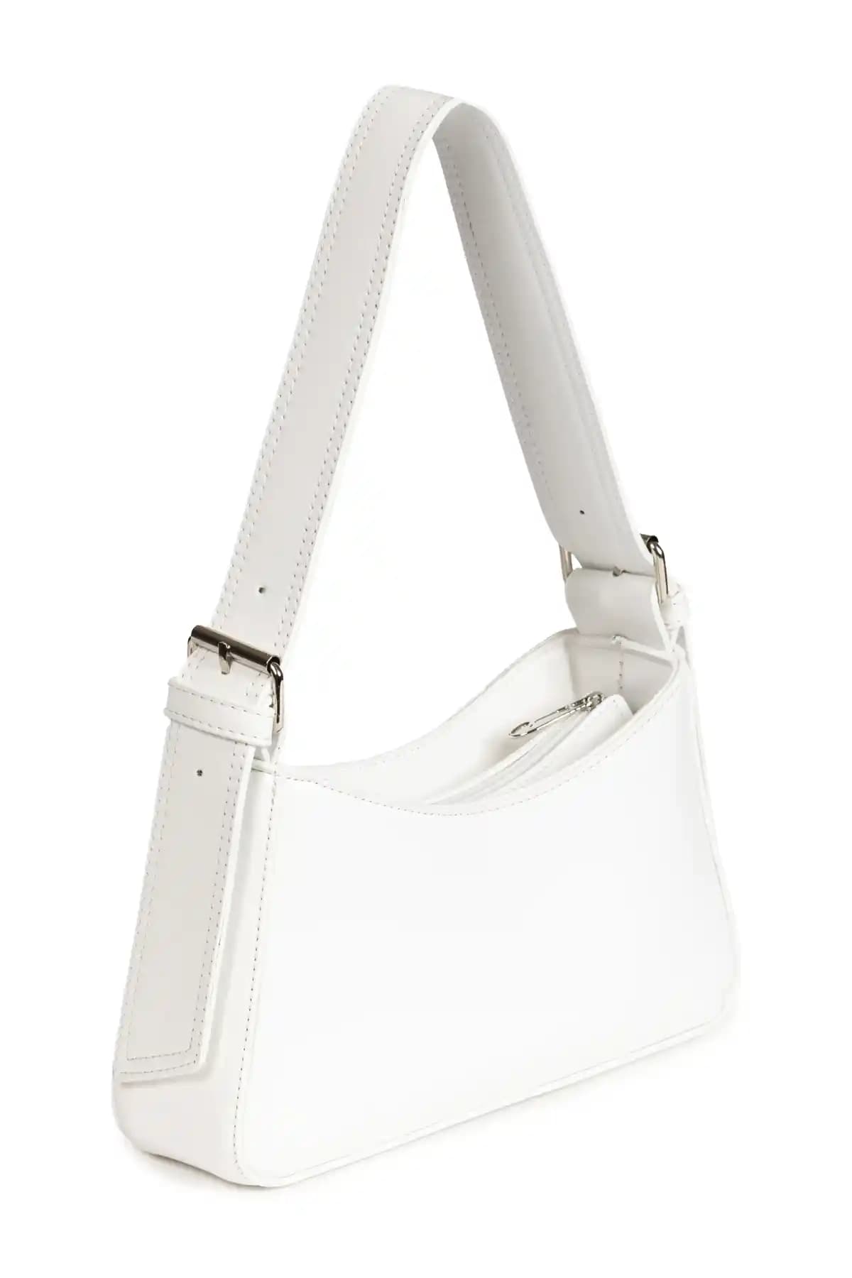 Kadınlar İçin Şık ve Dayanıklı Suni Deri Beyaz Çanta - Günlük ve Özel Kullanım İçin