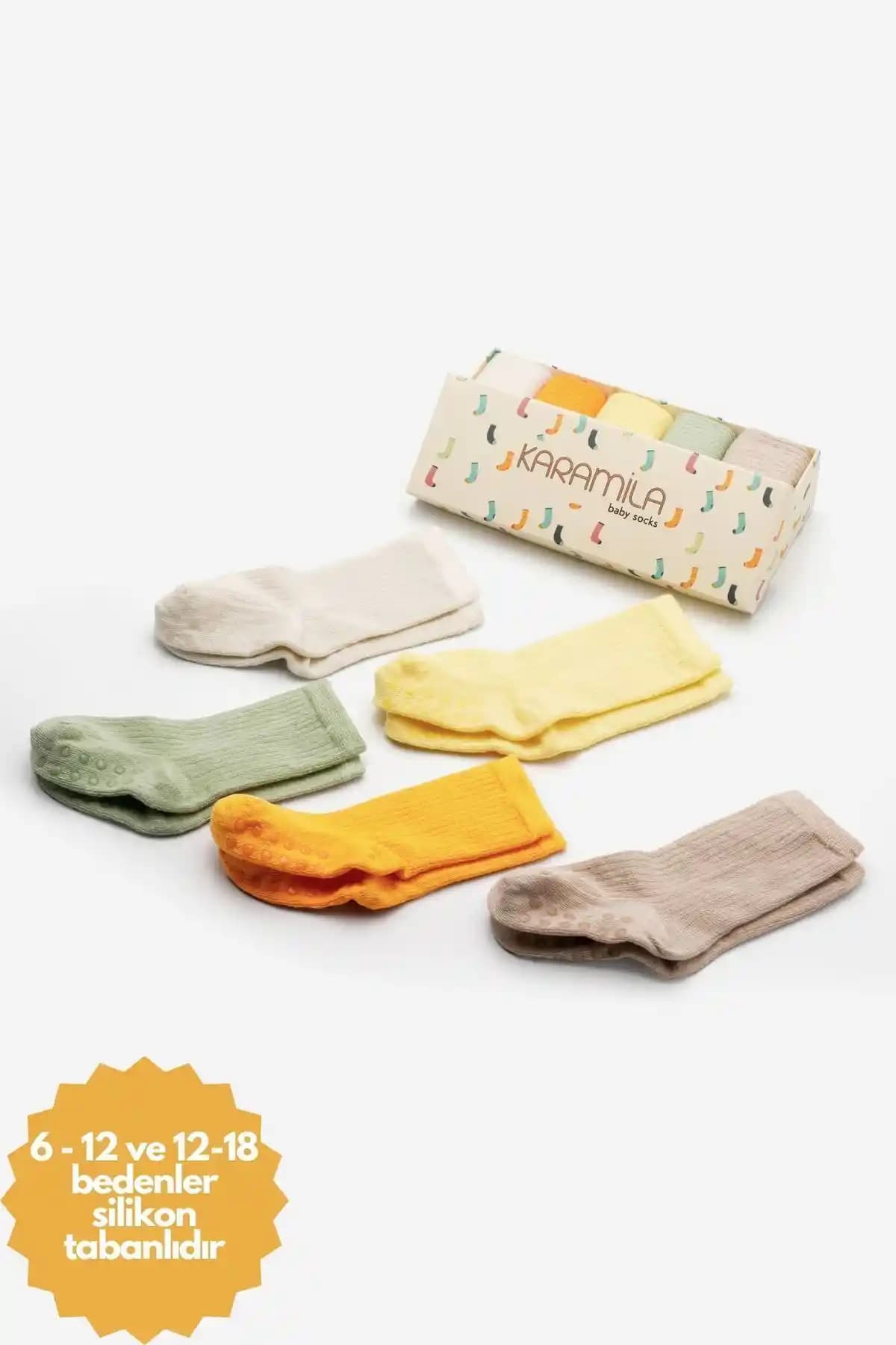 KARAMİLA 5'li Bebek Çorap Seti Doğal Bambu Malzeme ile Güvenli ve Konforlu Giyim