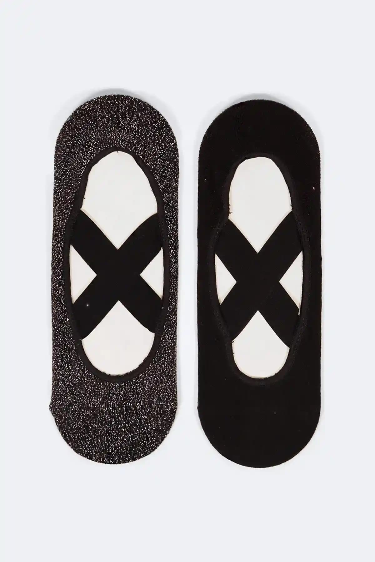 Katia & Bony Kadın 2'li Siyah Simli Çoraplar Spor ve Günlük Kullanım İçin