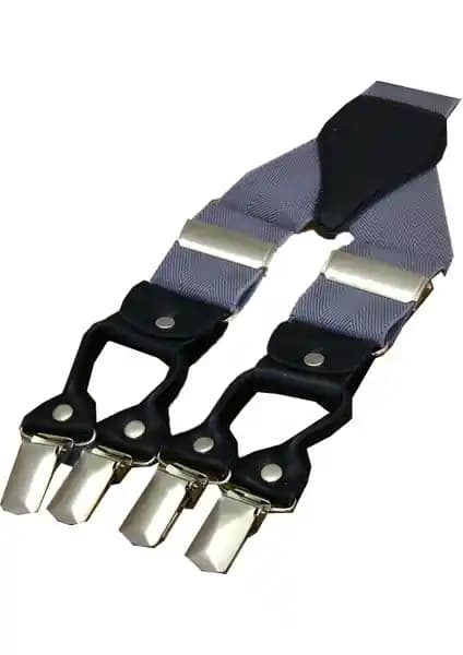 Kemer Dünyası Metal 6 Klipsli Erkek Pantolon Askısı Gri Şıklık ve Fonksiyonellik Sunar