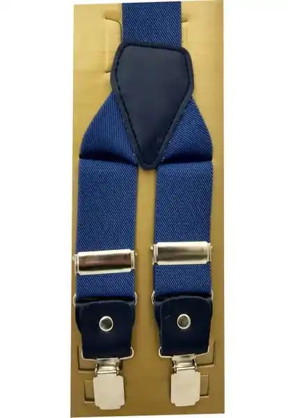 Kemer Dünyası Metal Klipsli Lüx Pantolon Askısı Mavi - Şık ve Dayanıklı Tasarım