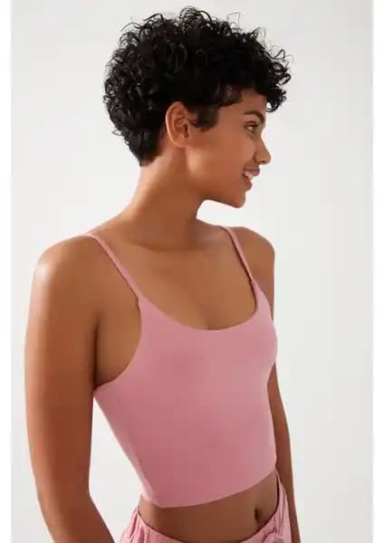 Los Ojos Kadın Pembe Askılı Hafif Destekli Kaplı Spor Sütyeni Günlük ve Spor Kullanımı İçin