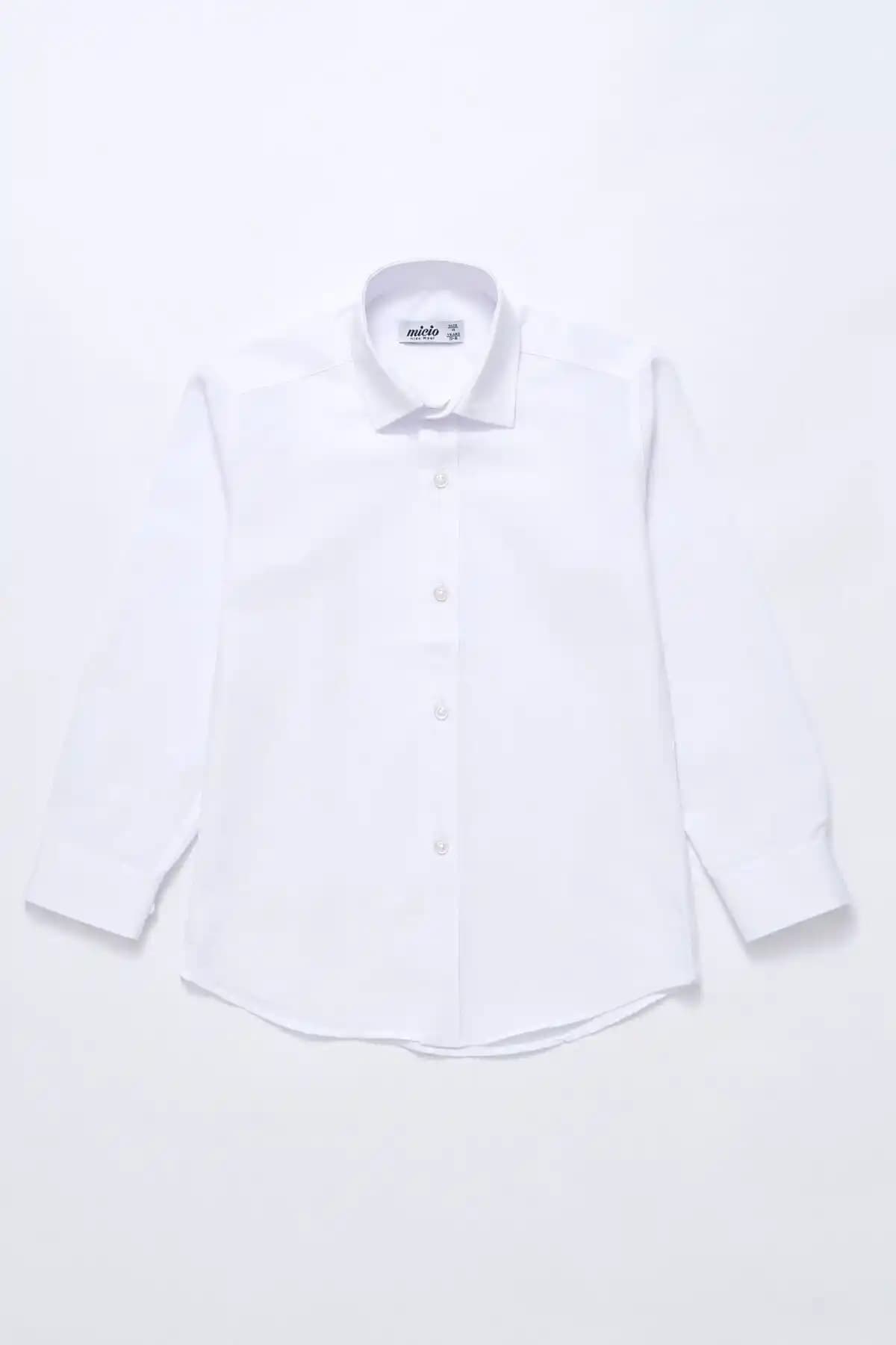 Micio Erkek Çocuk Klasik Beyaz Gömlek: Şıklık ve Konforu Bir Arada Sunar