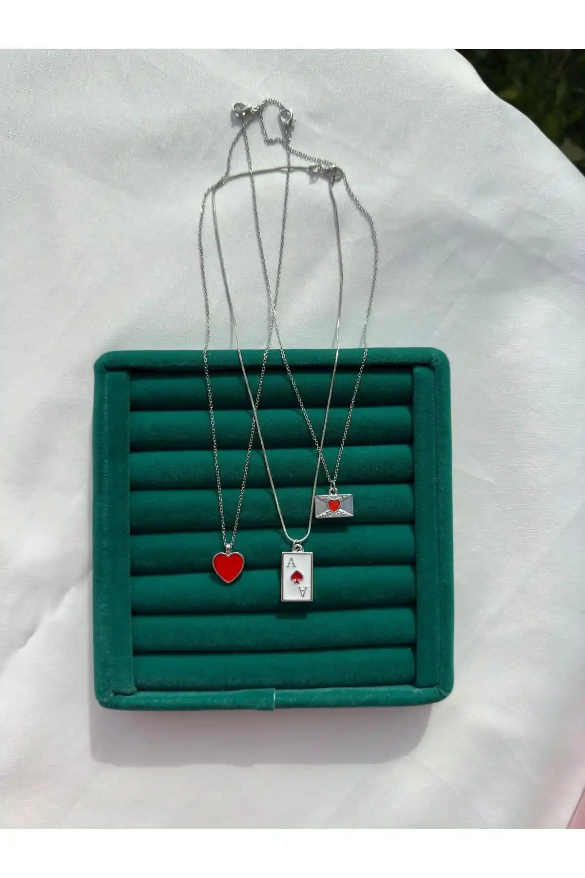 MİOSAPRİVE 316L Kararmaz Çelik Rodyum Kaplama Üçlü Kolye Seti Günlük ve Özel Kullanım İçin