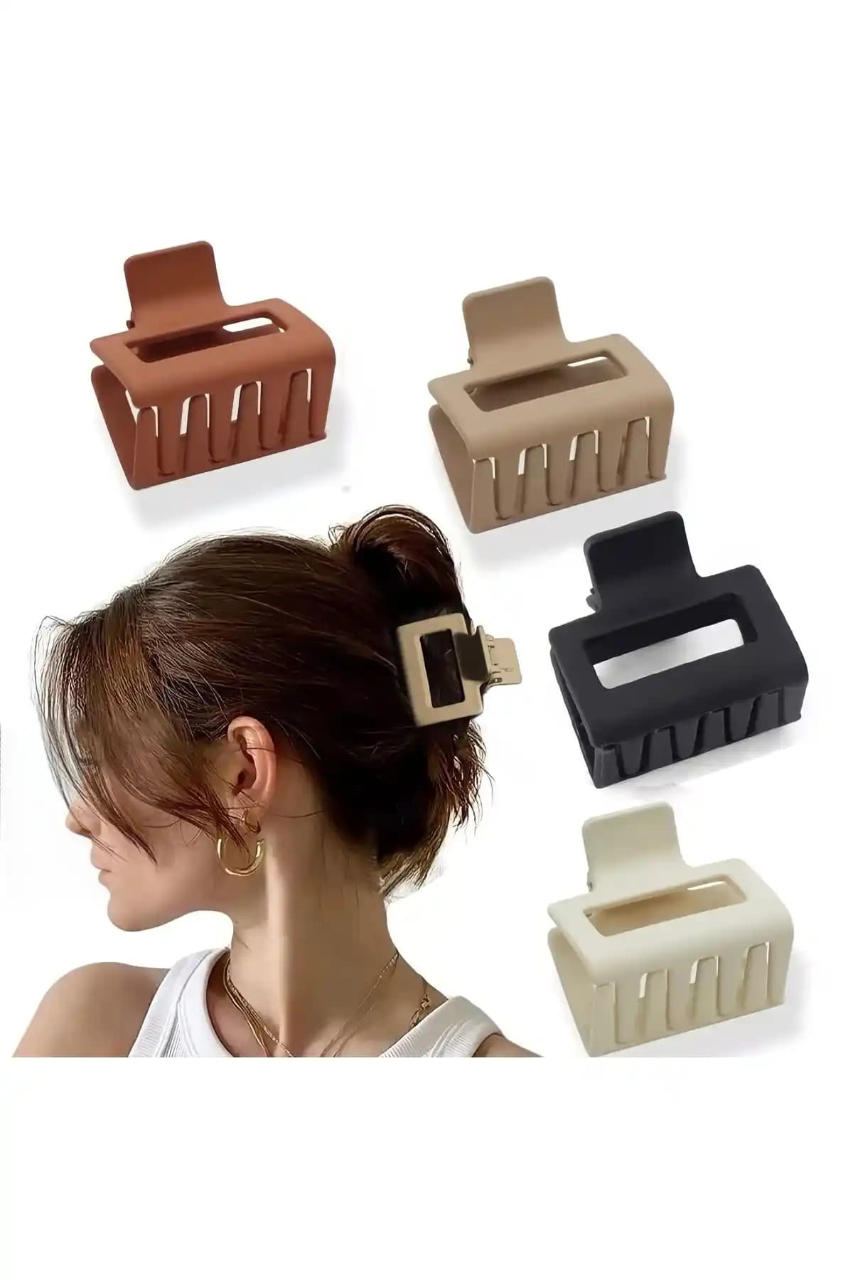 Monalisa Kadın Kahverengi 4'lü Mandal Toka Seti Günlük ve Şık Kullanım İçin Uygun