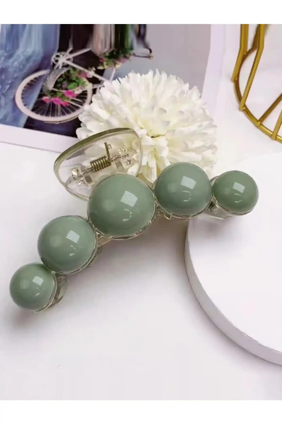 Monalisa TUKAA Kadın Şeffaf Yeşil Mandal Toka Estetik ve Dayanıklı Saç Aksesuarı