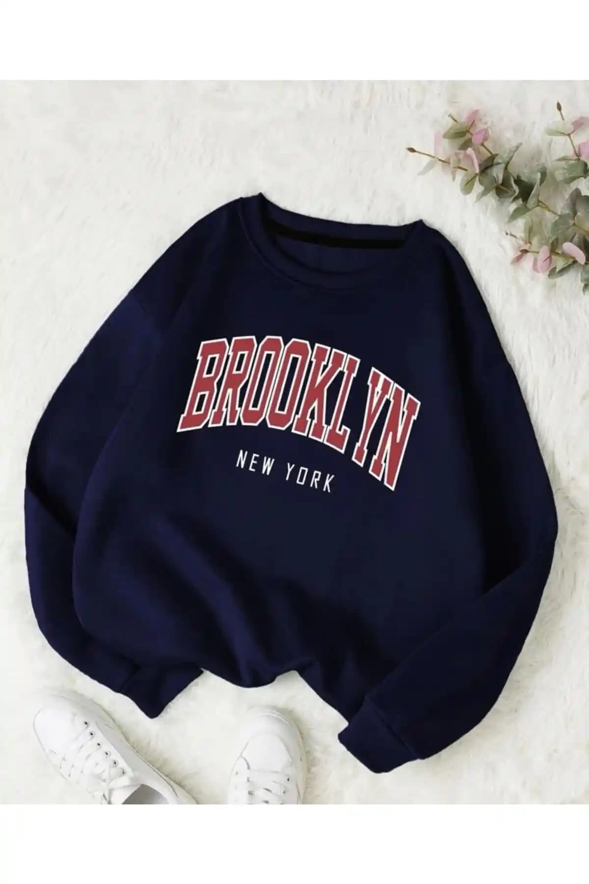 MOONBULL Ünisex Lacivert Bronxlyn Baskılı Oversize Sweatshirt İnceleme ve Detaylar