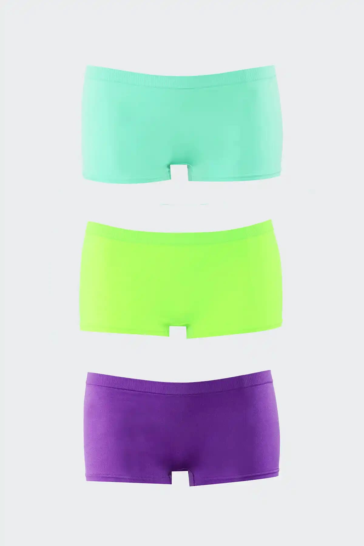 Nbb Neon Mor Yeşil Turkuaz Dikişsiz 3'lü Ağlı Şort Külot Modern ve Konforlu İç Giyim Seçeneği