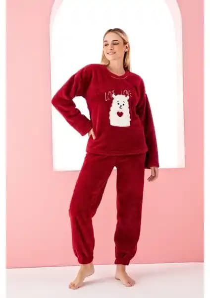 Nisanca Kadın Peluş Kışlık Pijama Takımı Sıcacık ve Şık Tasarım ile Konfor Sunar