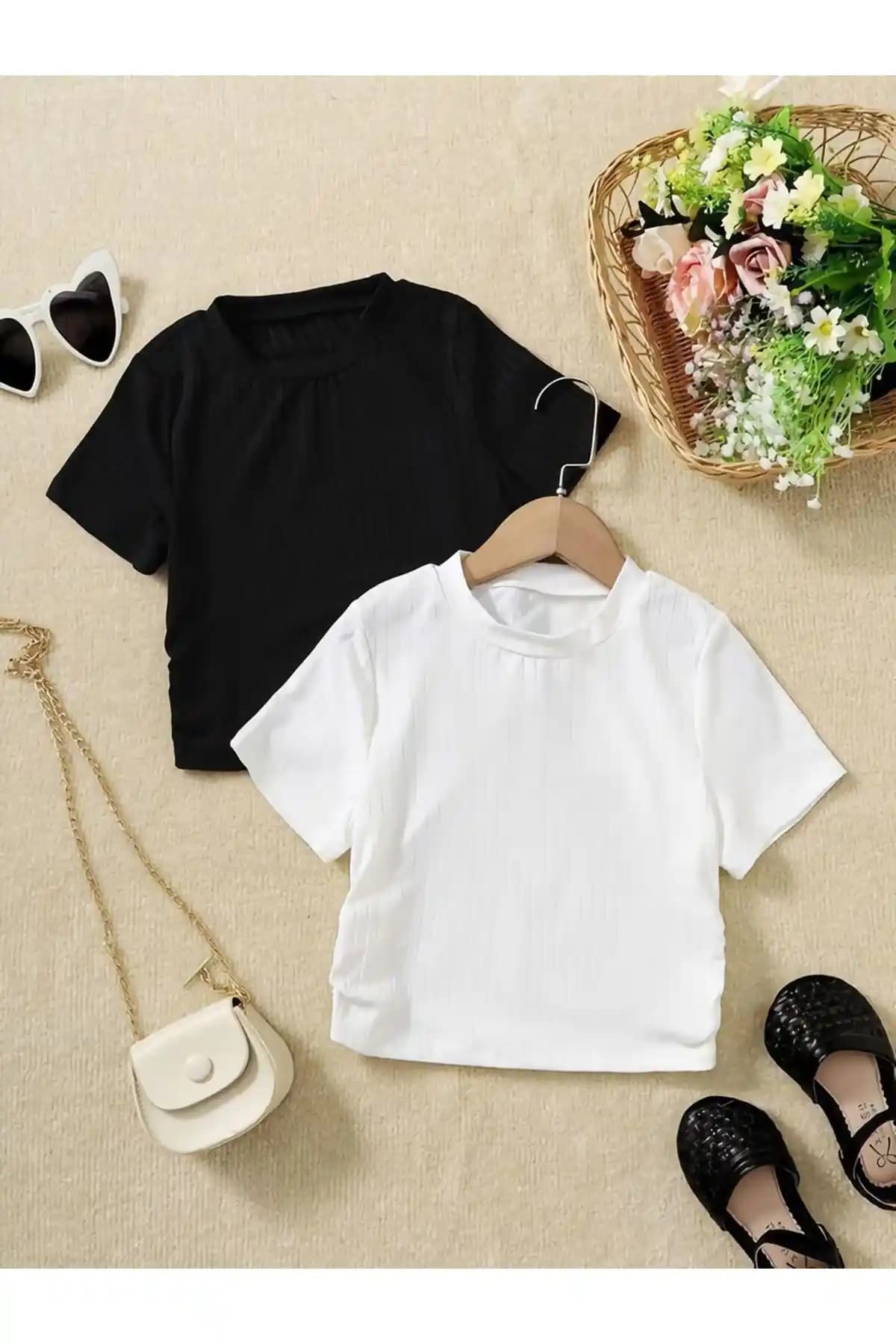 ÖZ PAMUK Kadın 2’li Fitilli Crop T-shirt Günlük Şıklık ve Rahatlık Sunar