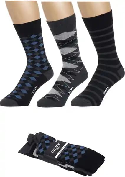 Ozzy Socks Erkekler İçin Yüksek Kaliteli Dikişsiz Pamuklu Çoraplar 3 Çiftlik Paket
