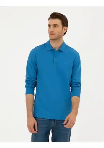 Pierre Cardin Erkek Indigo Slim Fit Basic Sweatshirt Günlük ve Şık Kullanım İçin