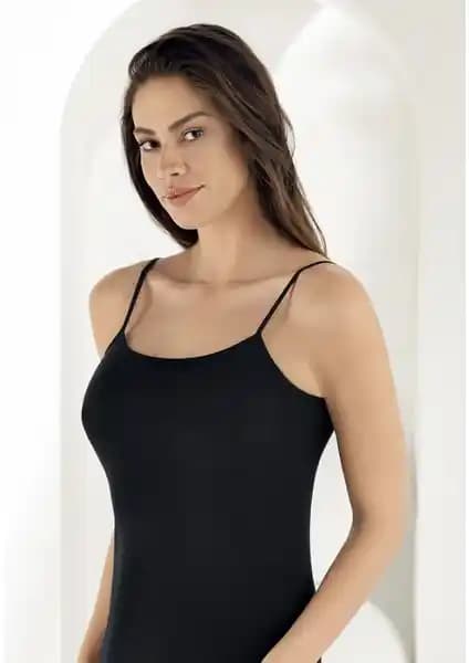 Şahinler İp Askılı Düz Atlet Siyah MB001 Günlük Kullanım İçin Şık ve Konforlu Kadın Atletleri