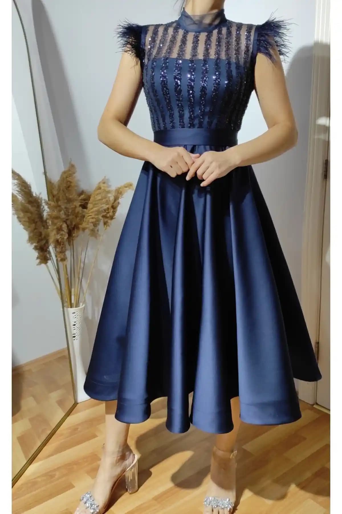 Sedabulbulatelier Dantelli Transparan Straplez Midi Boy Kloş Elbise - Şık ve Zarif Tasarım