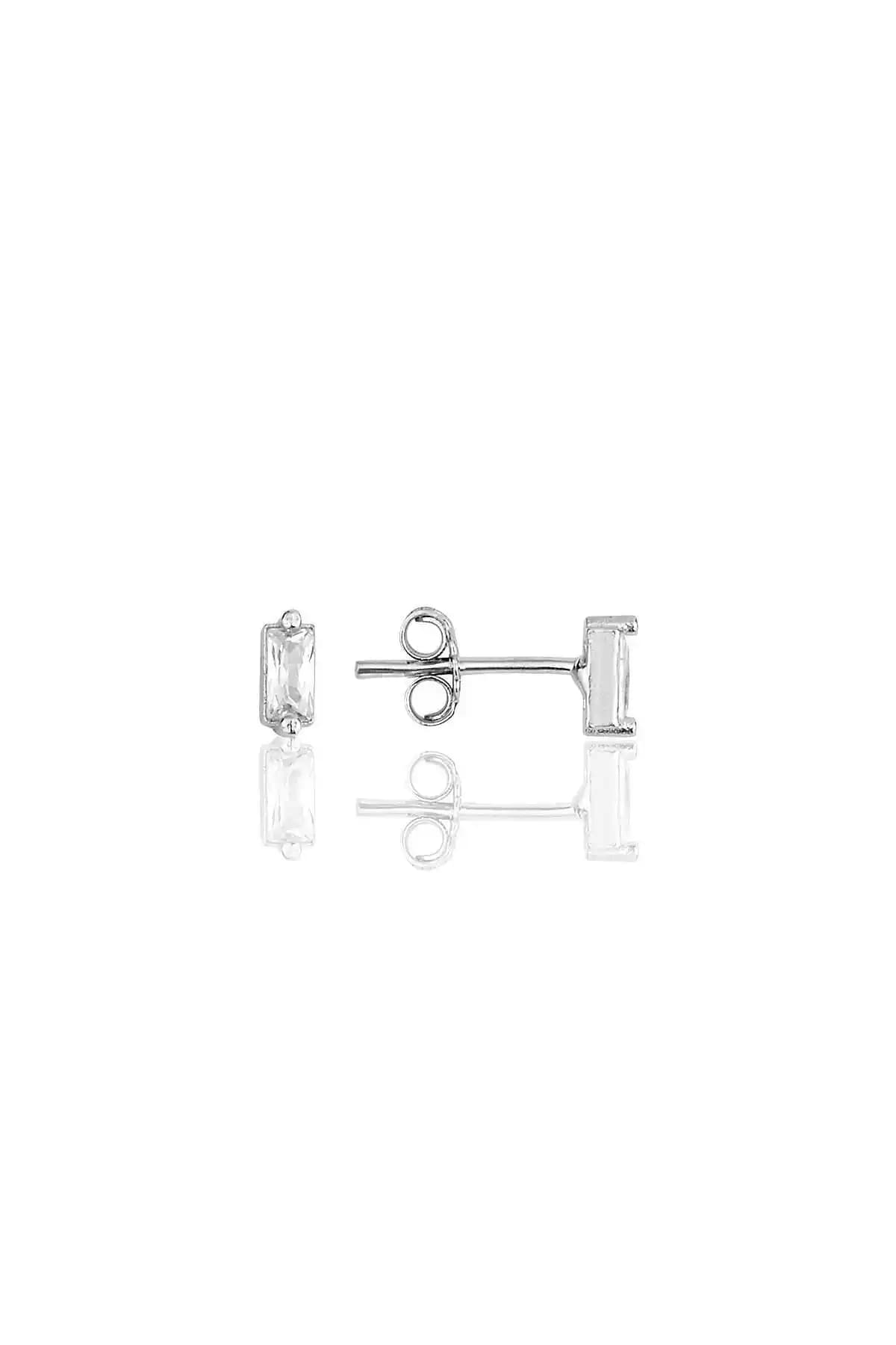 Söğütlü Silver Gümüş Rodyum Kaplama Zirkon Baget Taşlı Küpe - Şık ve Dayanıklı Tasarım