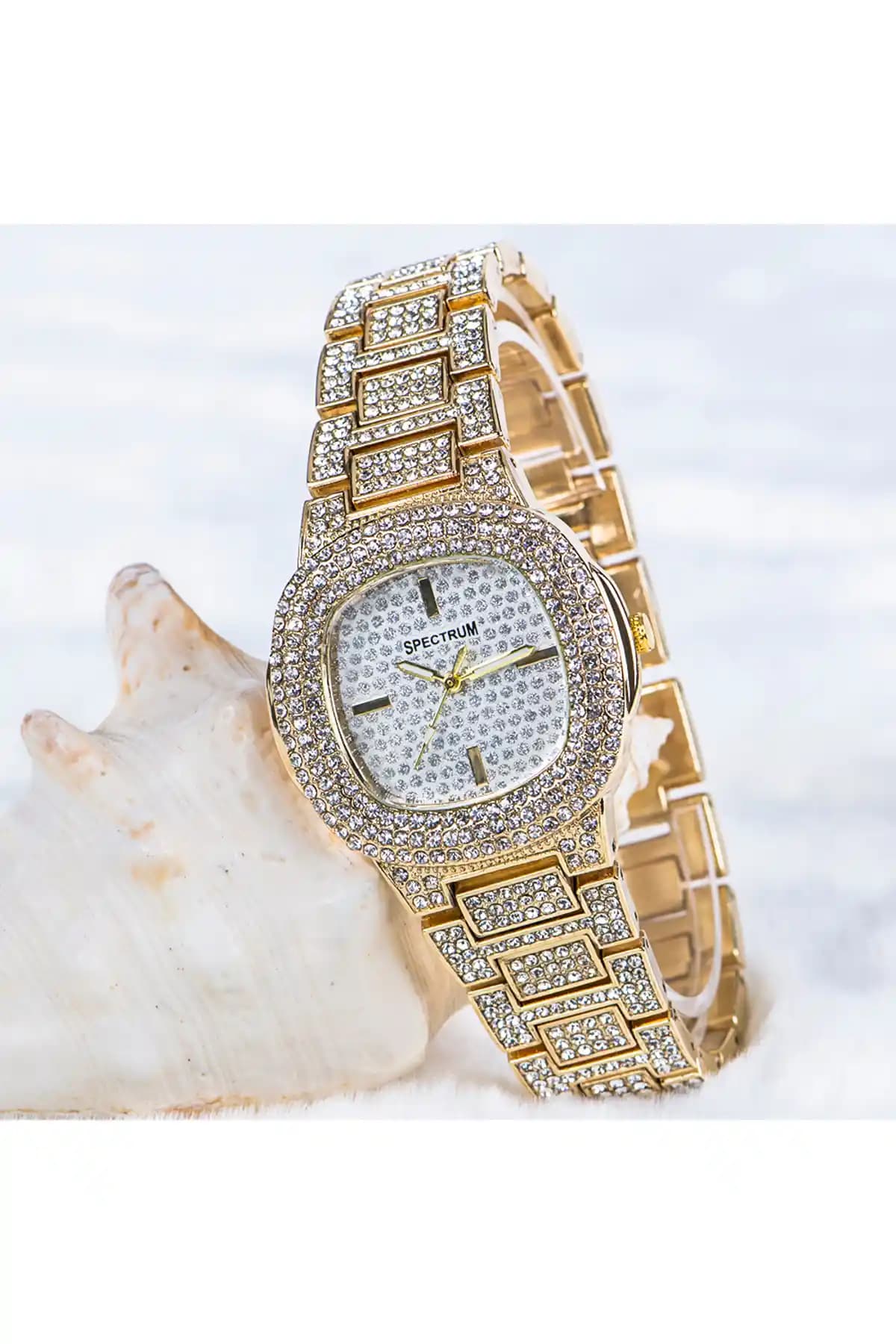 Spectrum Şık Özel Tasarım Sarı Renk Zirkon Taşlı Çelik Kasa Kol Saati İnceleme ve Özellikleri