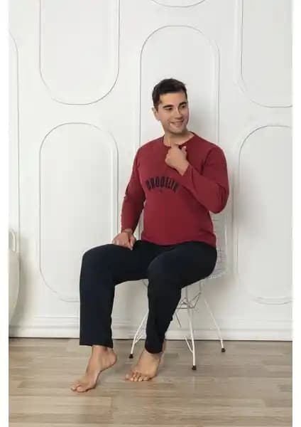 Sude Homewear Erkek Yazı Desenli İki İplik Pijama Takımı: Konfor ve Şıklık Bir Arada