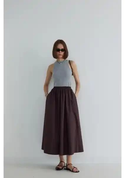 Suud Collection Kahverengi Day Poplin Kloş Etek İncelemesi ve Kombinasyon İpuçları