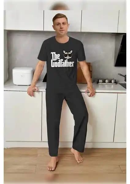 Tampap Erkek Baskılı Kısa Kollu Pijama Takımı Konfor ve Şıklık Sunar