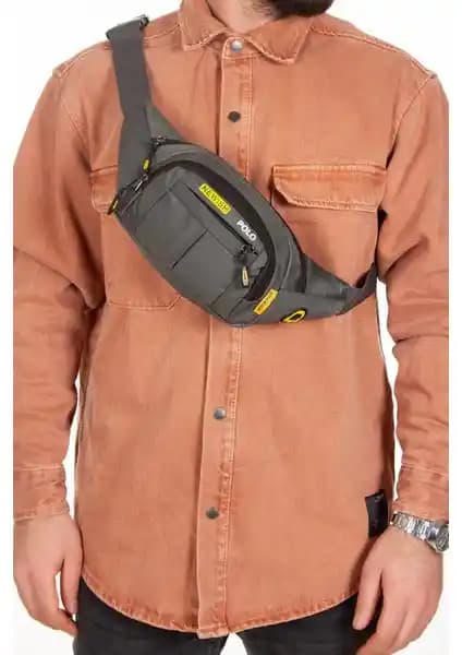 Tuldar Unisex Gri Kumaş USB Çıkışlı Crossbody Çanta Günlük Kullanım İçin Uygun