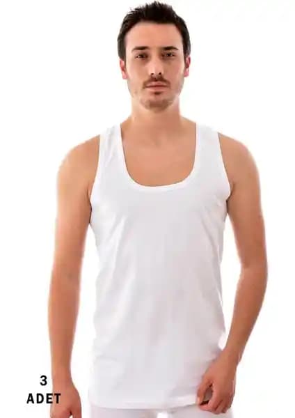 Tutku Marka Erkek Penye Atlet Seti Beyaz 3'lü Rahat ve Dayanıklı Günlük Giyim Ürünü