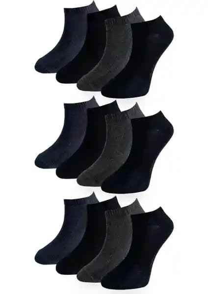 Unisex Pamuklu Kısa Çorap Seti 12'li Günlük ve Spor Kullanımına Uygun