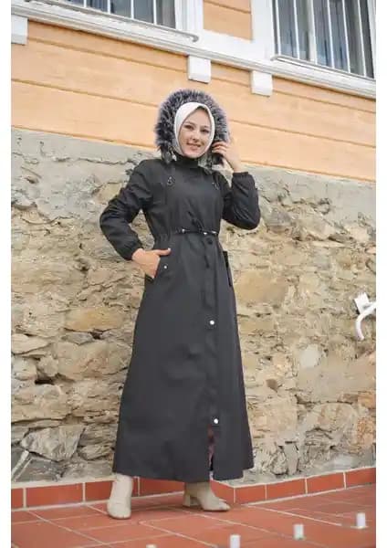 Vibeys Collection Siyah Kürklü ve Su Geçirmez Tam Boy Kadın Kışlık Mont & Kaban Özellikleri